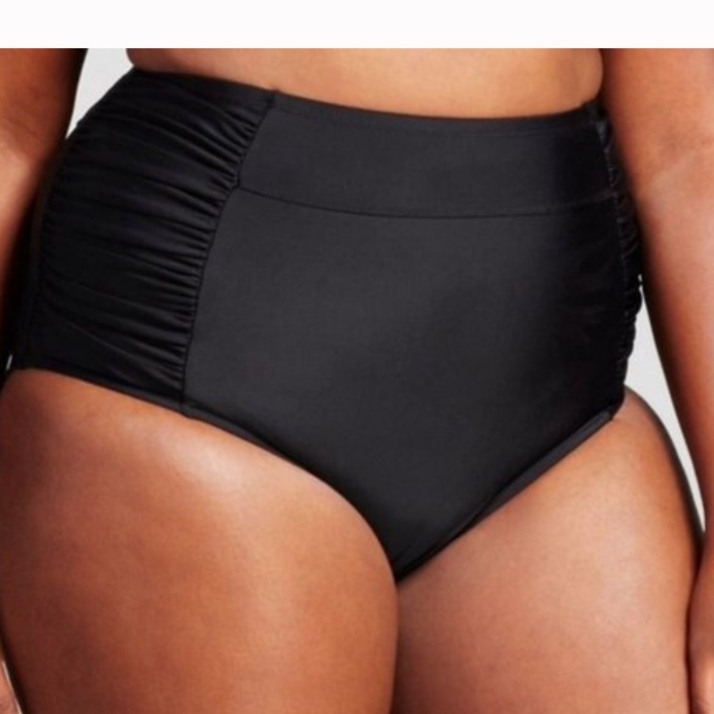 NEW Ava & Viv 24/26 plus size women XXL XXXL black bikini swim bottom